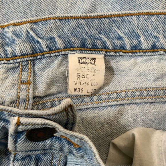 Vintage LEVI’S Mens Jeans Sz 36x30 Orange Tab 550 Relaxed Tapered Light Wash 90s - Picture 4 of 12